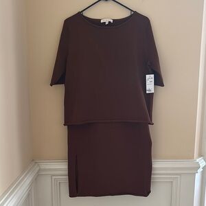 NWT Etcetera Women's Brown Two-Piece Set Skirt/Short Sleeve Top Medium/Large